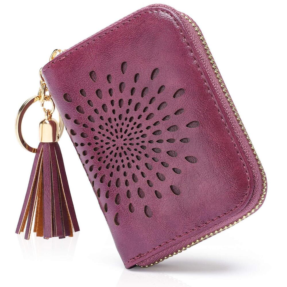 5642 RFID Credit Card Holder Zipper Card Case Keychain Small Wallet 1927